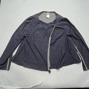 Lilith France Indigo Denim Asymmetrical Swing Jacket Womens XL Blue Cotton Blend